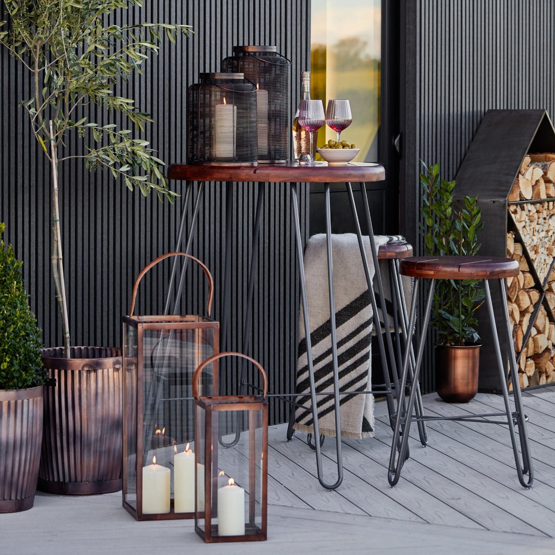 Waldemar Copper Woven Metal Lantern - Large - Skandi London
