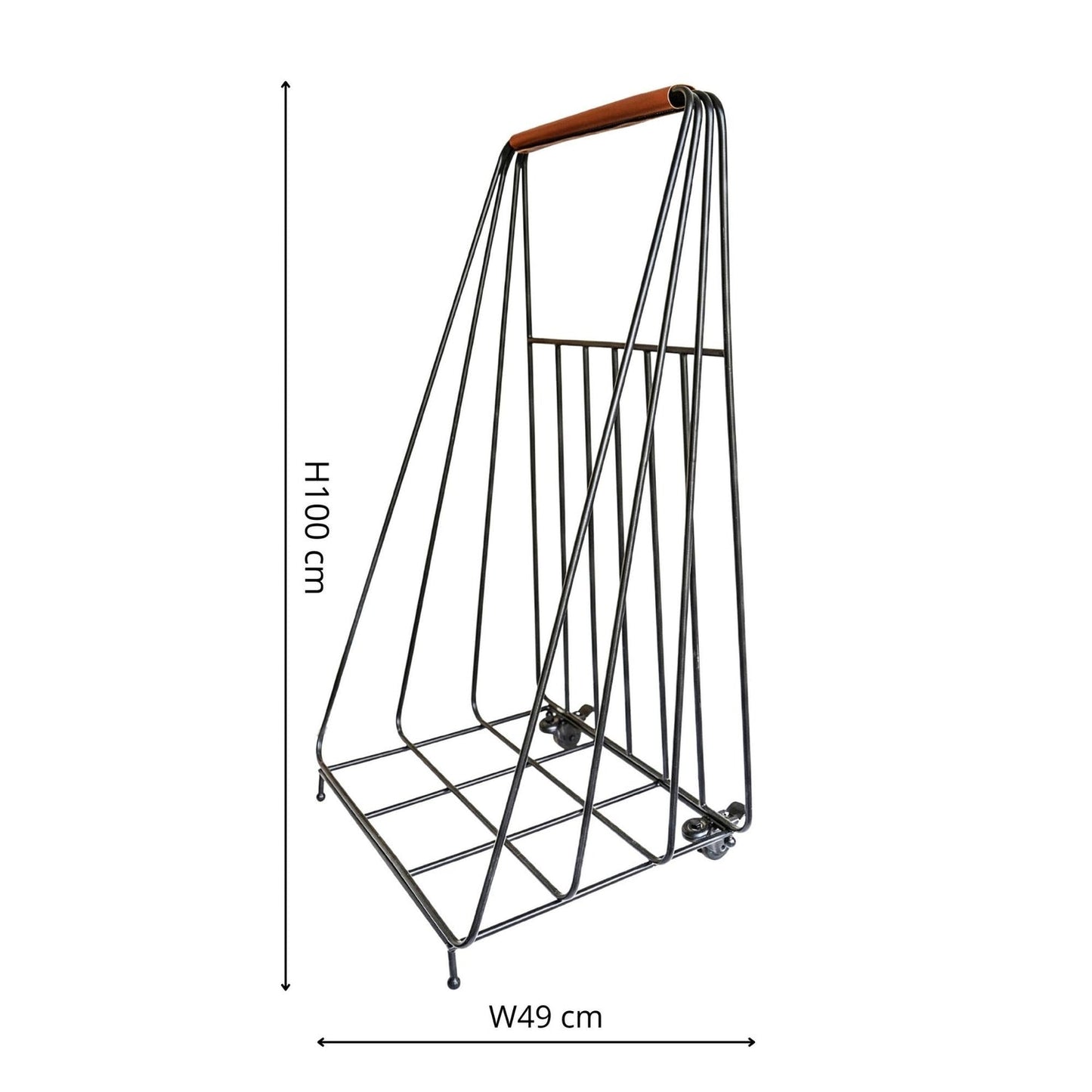 Holbaek Leather Handle Log Trolley - Skandi London