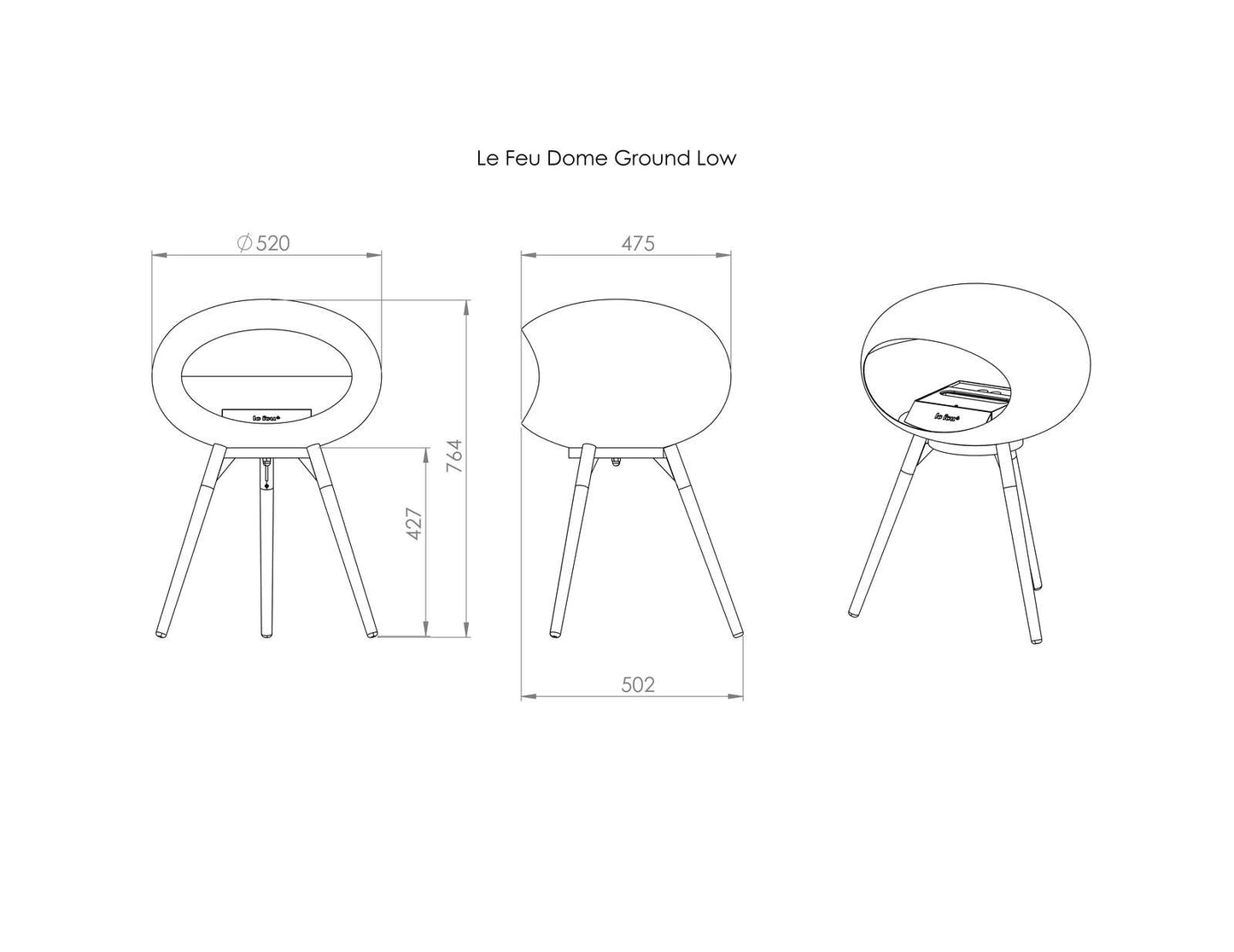 Le Feu - Dome Ground Low - Mocca + Black + Smoked Oak + Steel - Skandi London