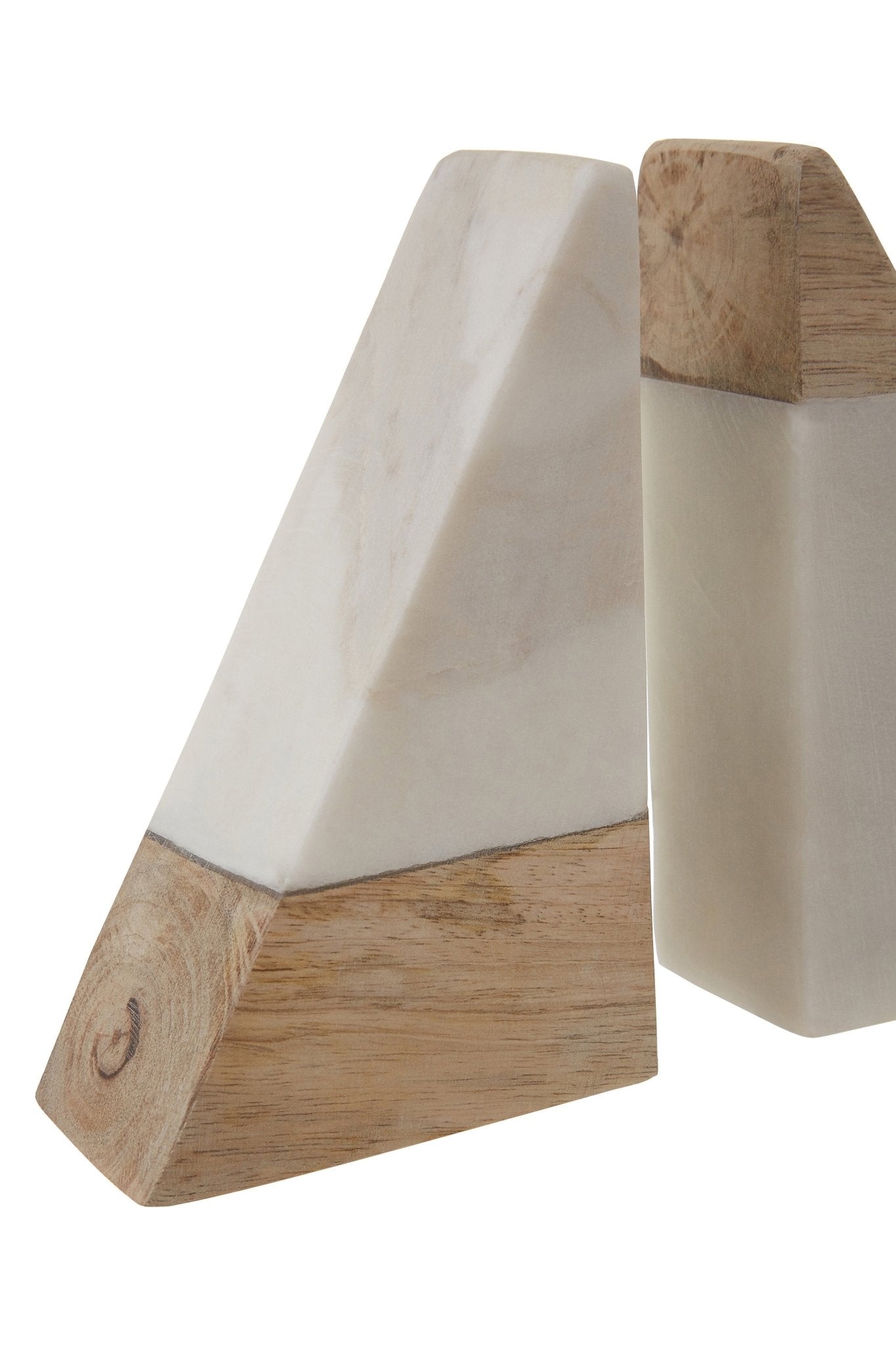 Njord White Marble And Mango Wood Bookends - Skandi London