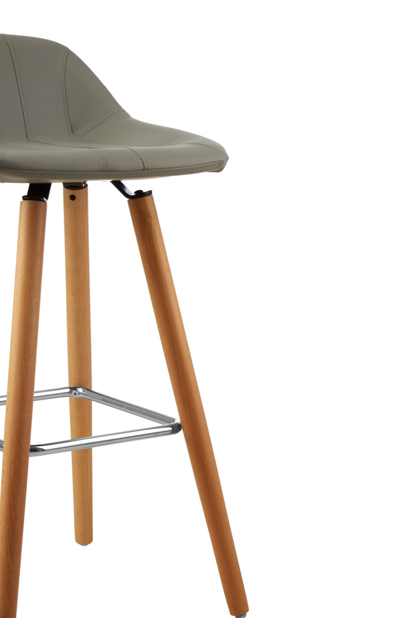 Pelle Grey Faux Leather Bar Stool - Skandi London
