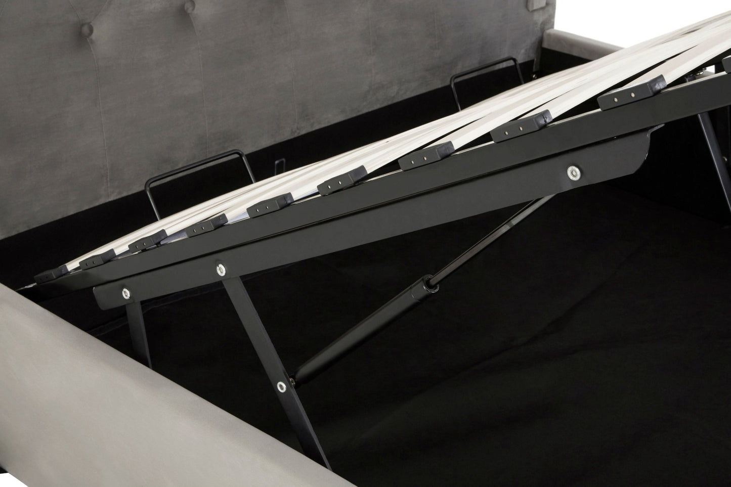 Darby Kingsize Grey Brush Velvet Ottoman Bed - Skandi London