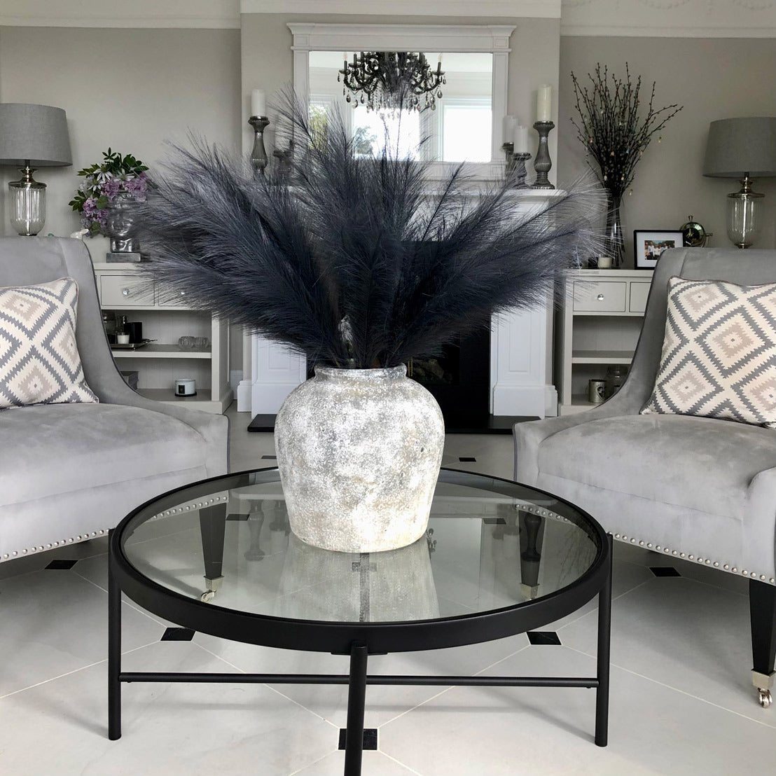 Skandi London Grey Faux Pampas Grass Stem - Skandi London