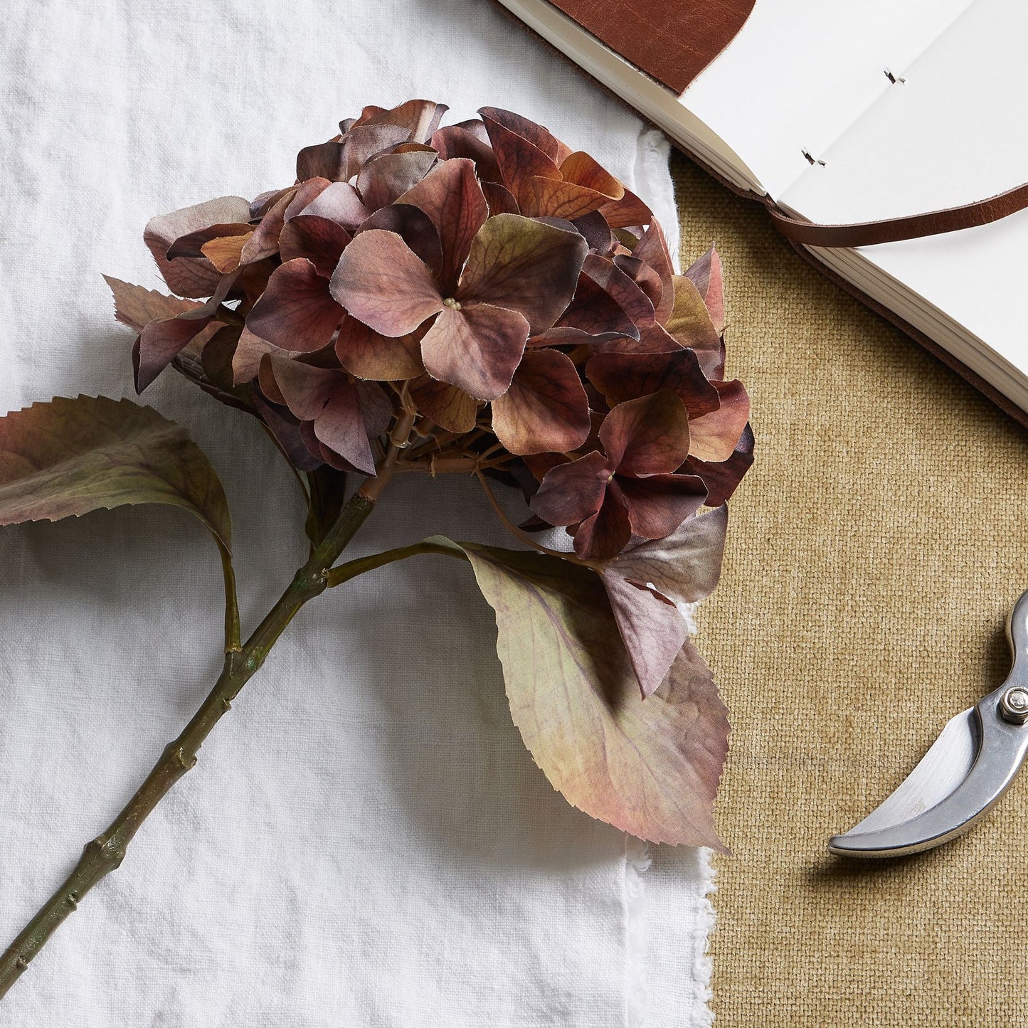 Skandi London Mixed Autumn Browns Single Hydrangea Stem - Skandi London