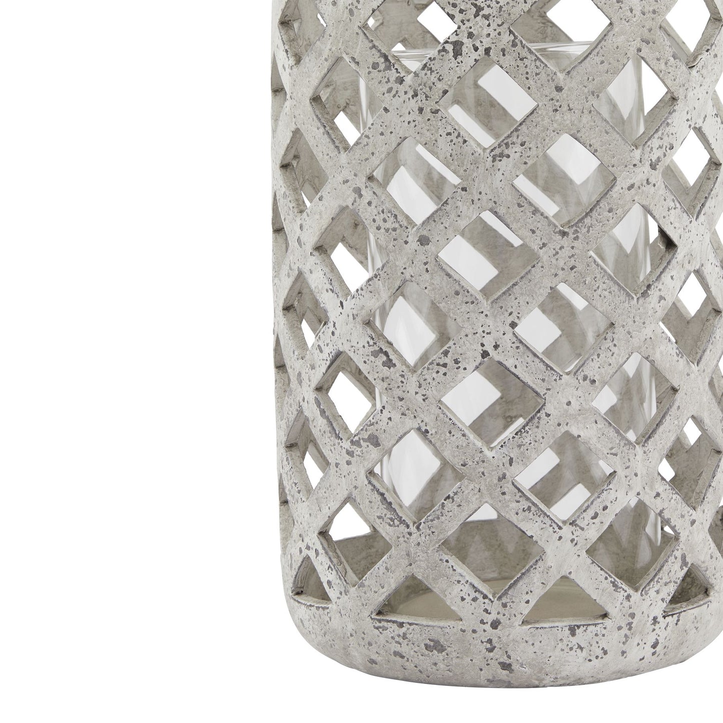 Skandi London Large Grey Stone Effect Hurricane Lantern - Skandi London