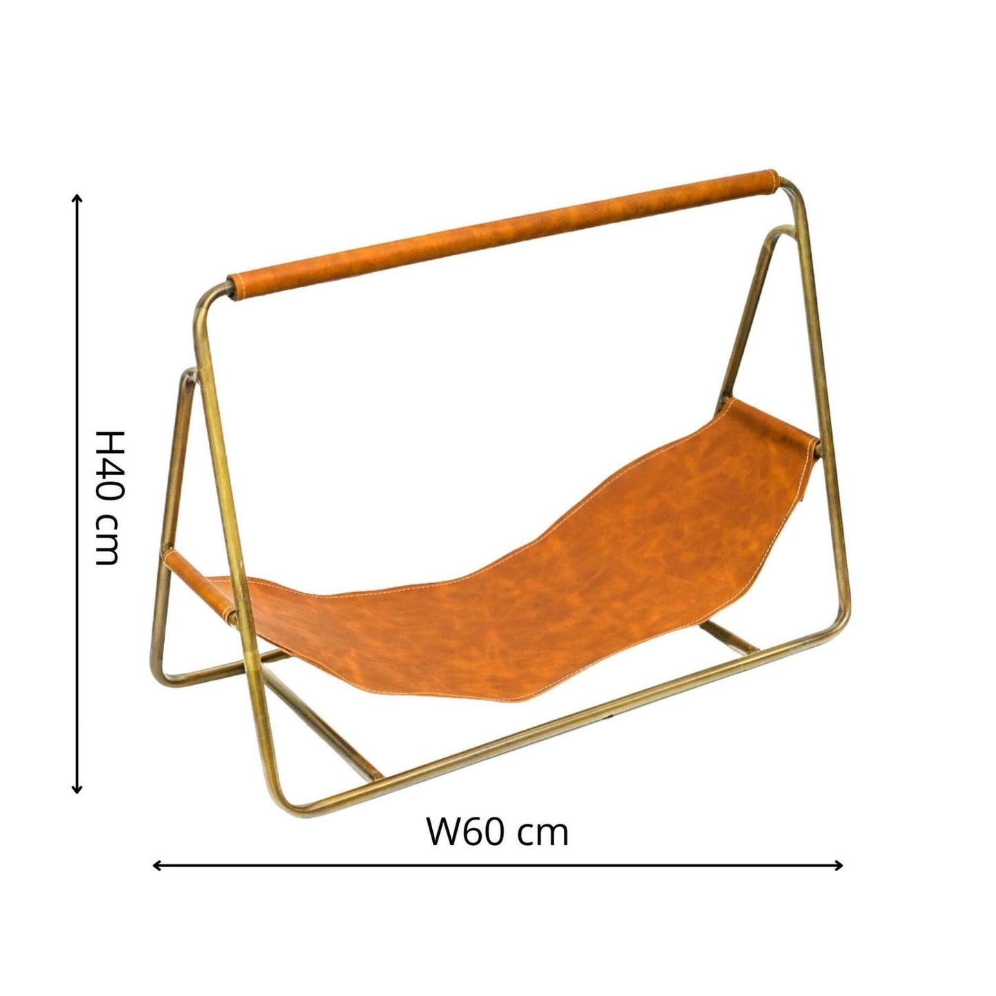 Hinn Brass Hanging Leather Log Holder - Skandi London