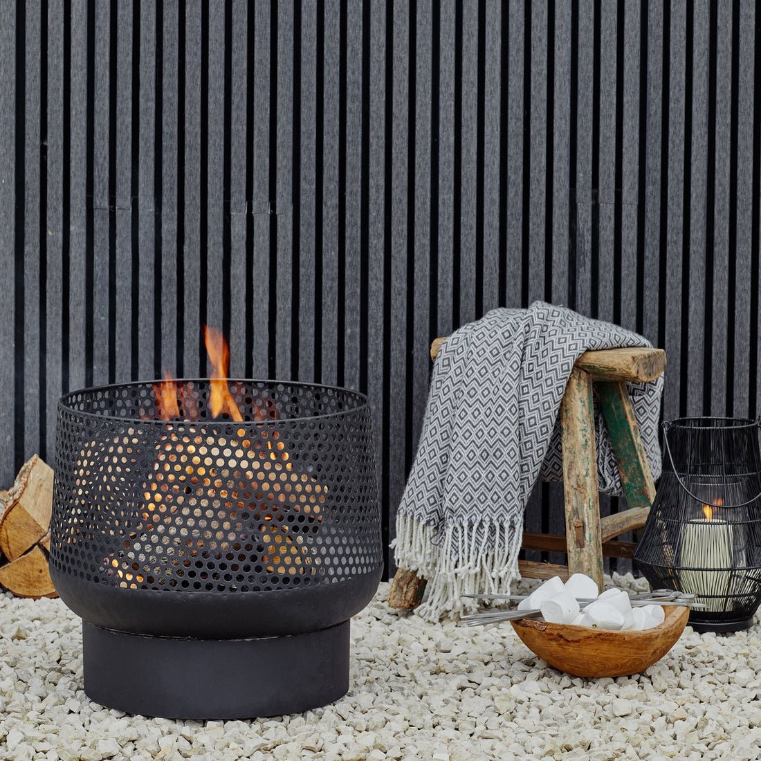 Toril Basket Outdoor Fire Pit Black - Medium - Skandi London