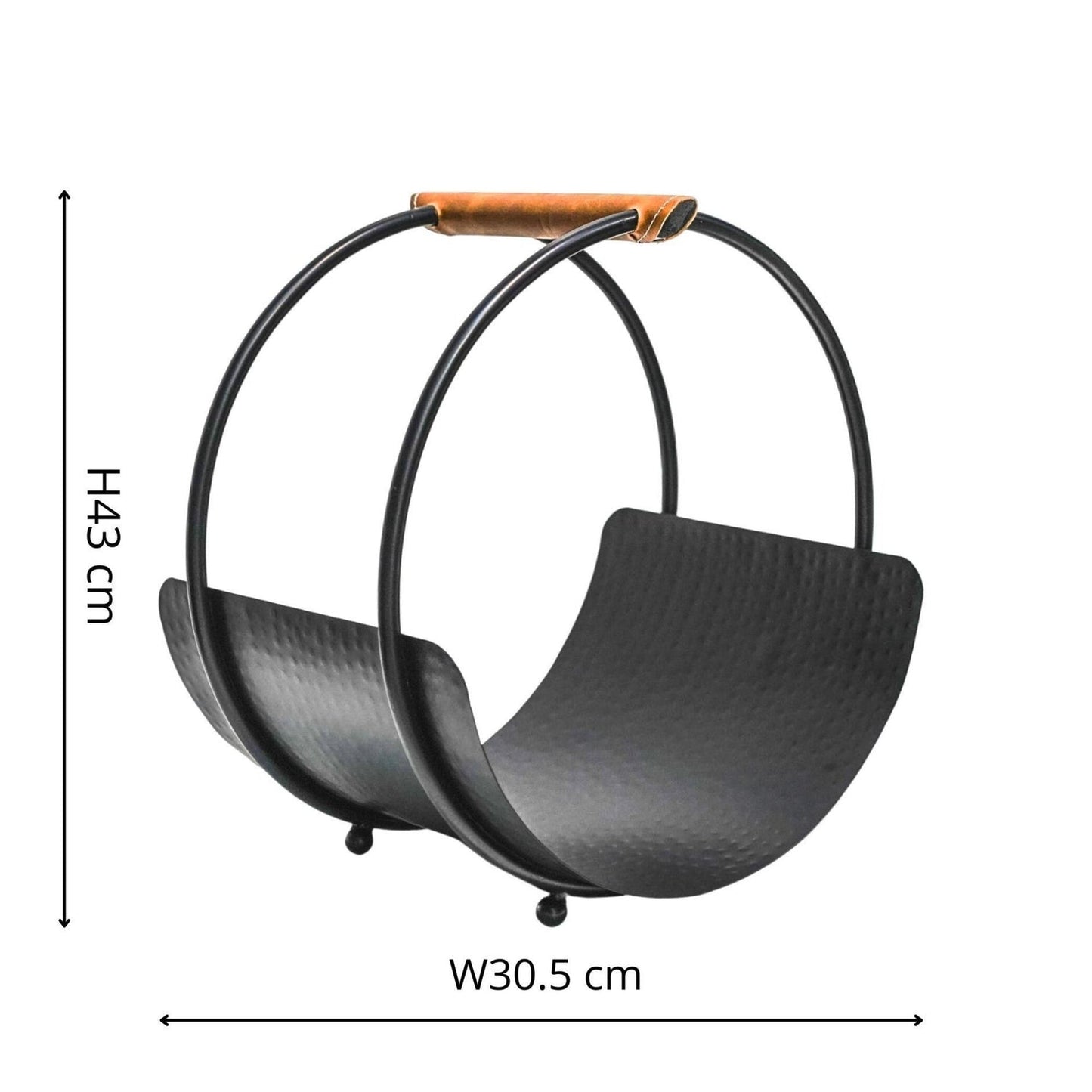 Hofn Leather Handle Round Log Holder - Skandi London