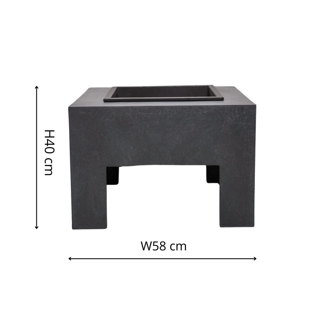 Tuva Square Fire Pit & Square Console Granite - Skandi London
