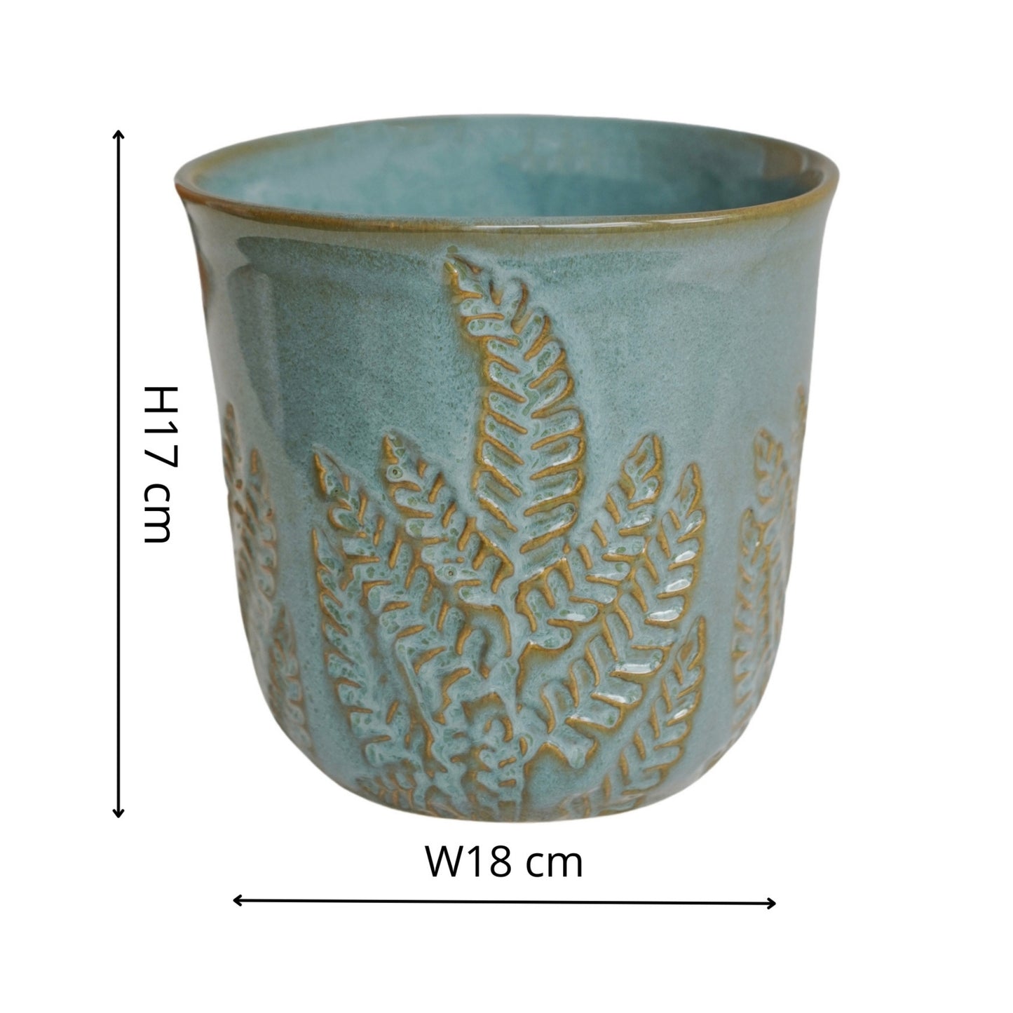Skandi London Embossed Fern Teal Planter - Small - Skandi London