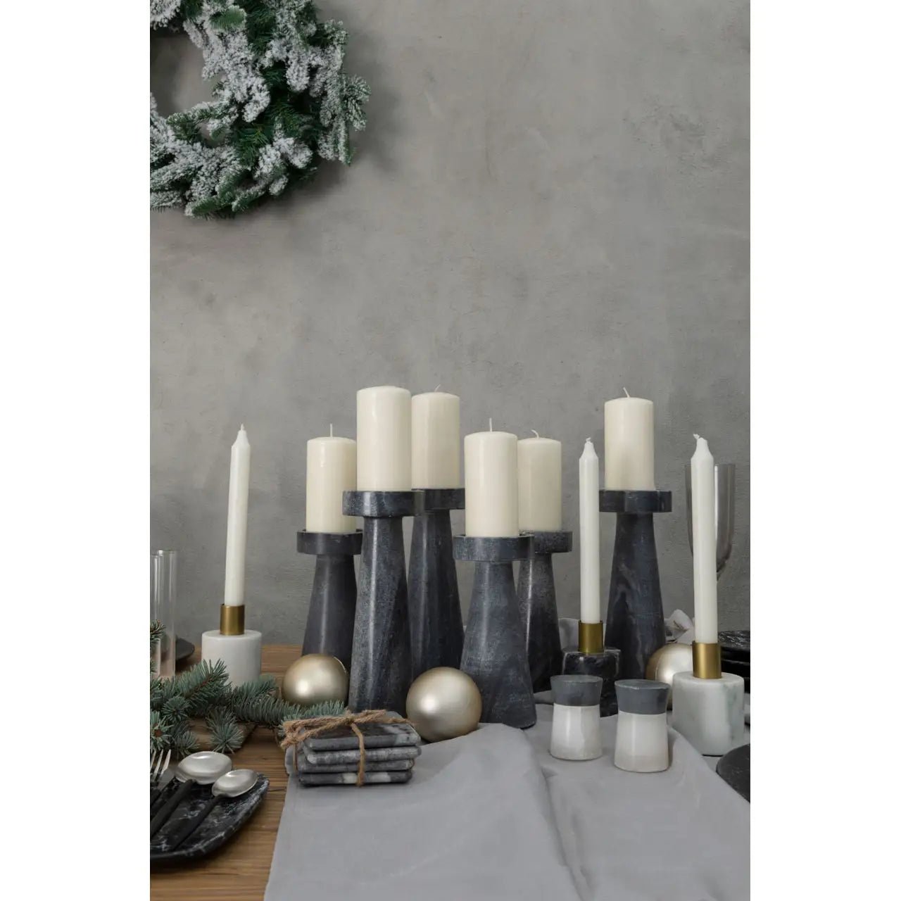 Havelock Large Grey Marble Candle Holder - Skandi London