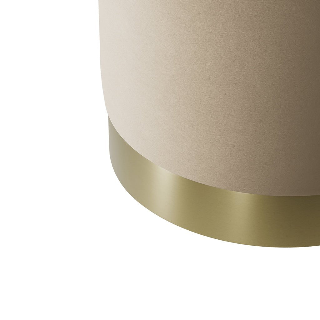 Soho Nordic Pouffe Beige Velvet & Brushed Gold Small - Skandi London