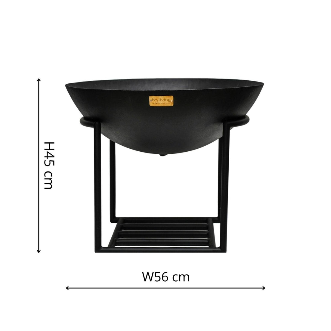 Outdoor Valentin Cast Iron Fire Pit on Stand in Black Iron - Large - Skandi London