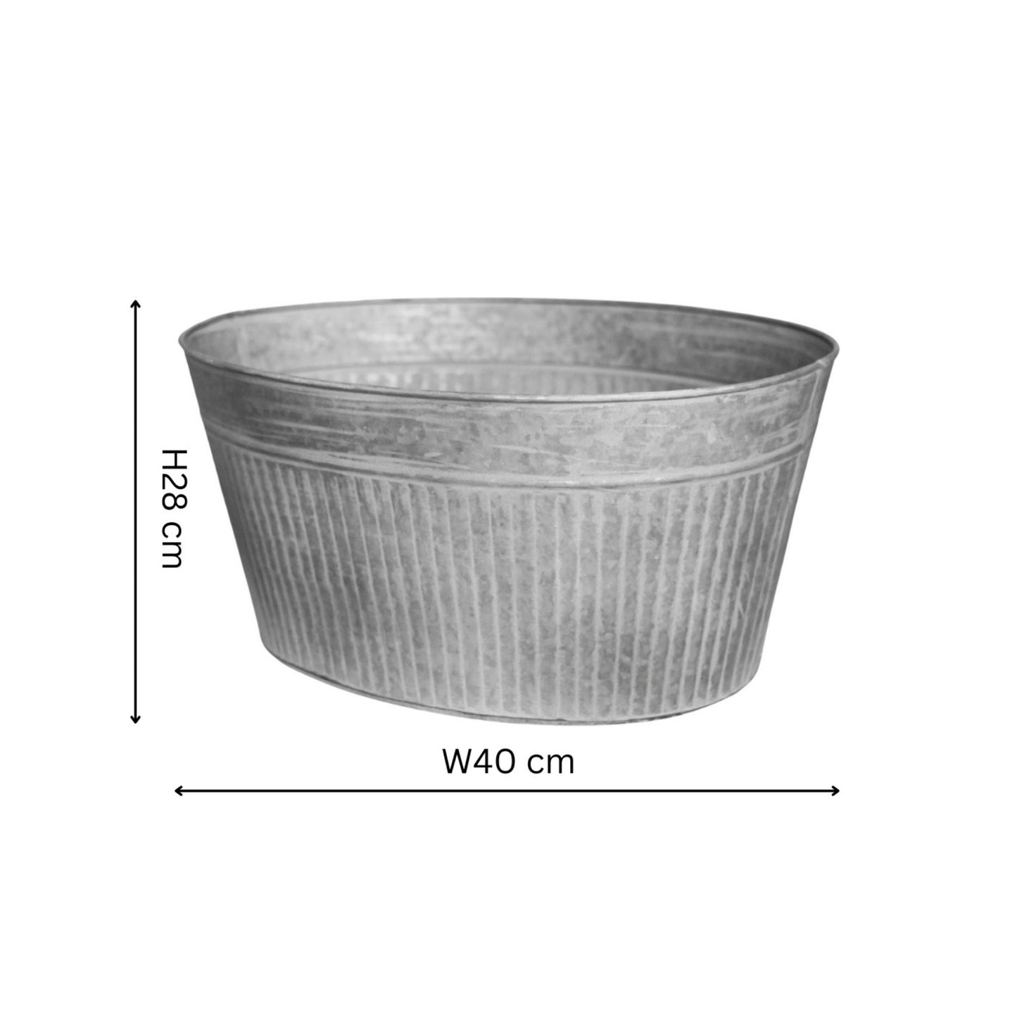 Outdoor Galvanised Trough H28cm W40cm - Skandi London