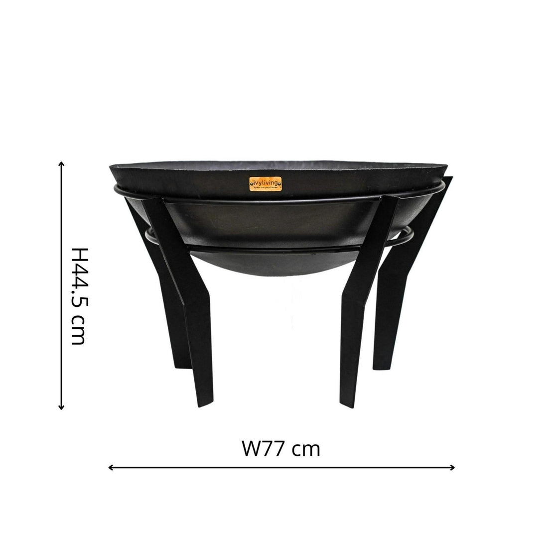 Outdoor Metal Torvald Fire Pit on Stand in Black - Skandi London
