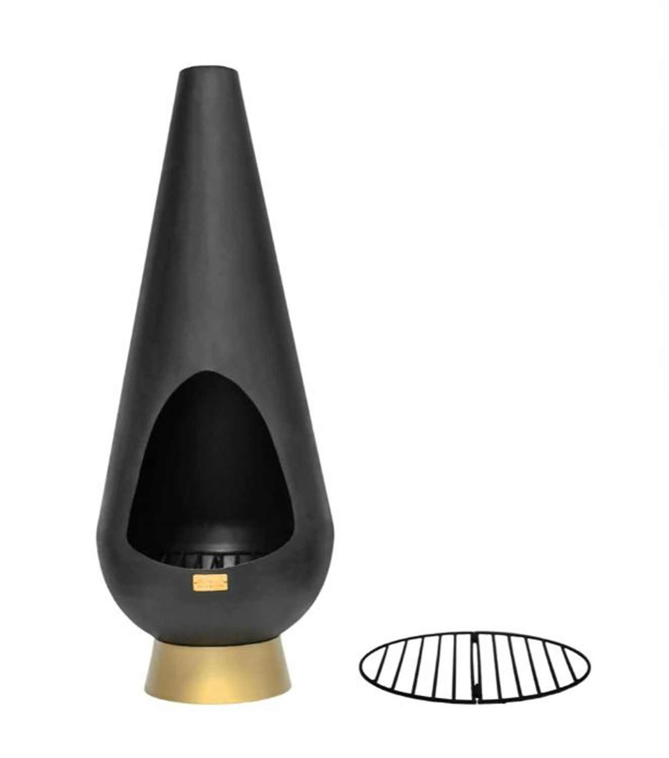Outdoor Vendela Fireplace in Matt Black/Antique Gold - Skandi London