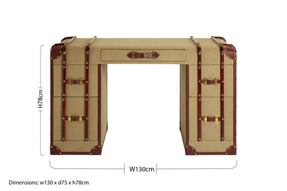 Caren Leather Trim Canvas Desk - Skandi London