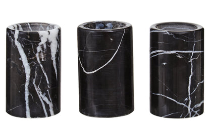 Vida Set Of Three Black Marble Tealight Holders - Skandi London