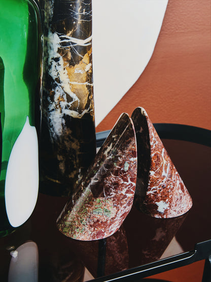 Vida Set Of Two Red Marble Bookends