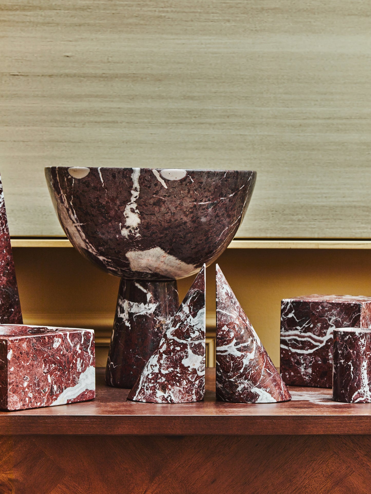 Vida Set Of Two Red Marble Bookends