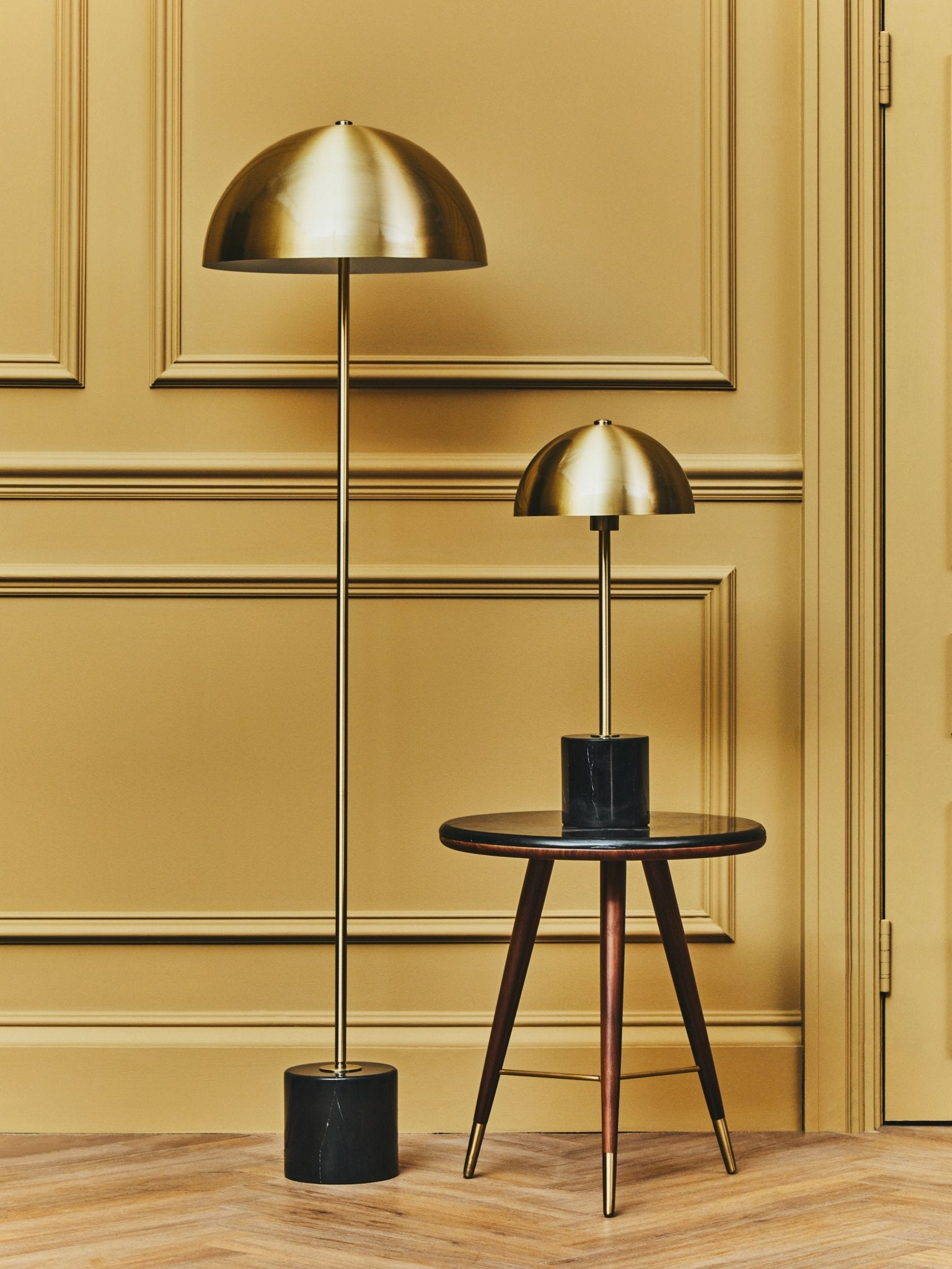 Kieron Brushed Brass Metal Floor Lamp - Skandi London