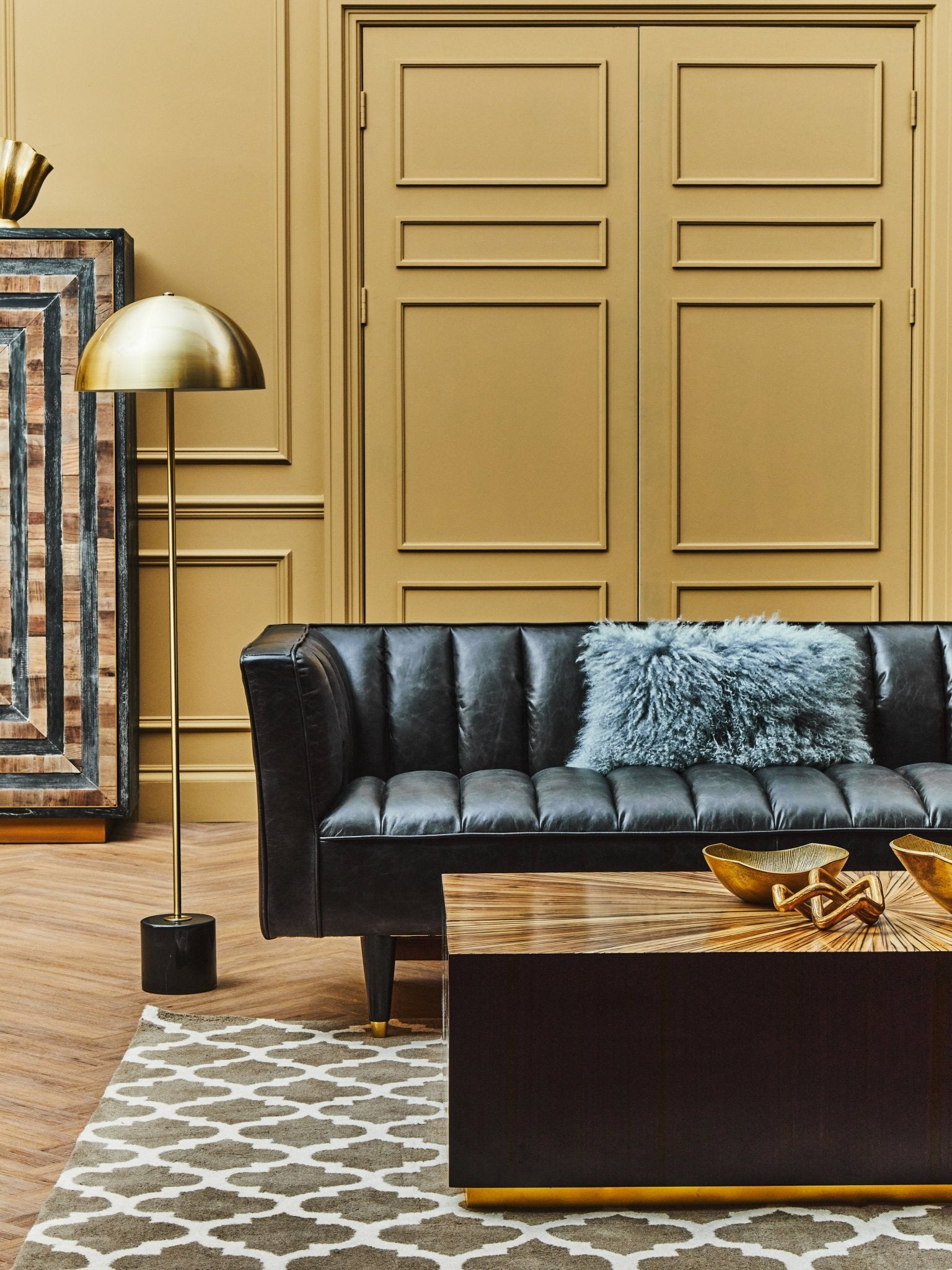 Kieron Brushed Brass Metal Floor Lamp - Skandi London