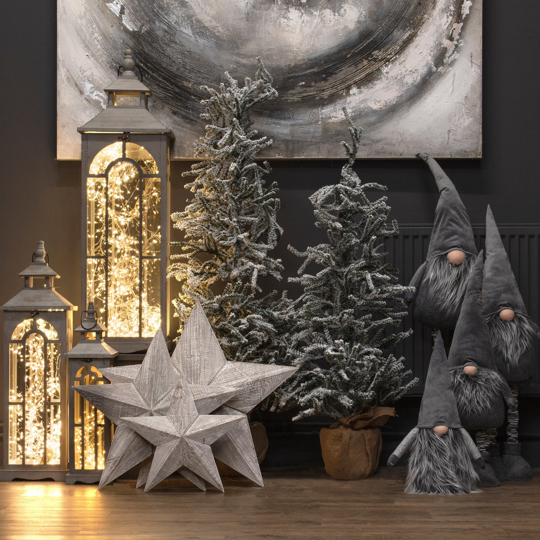 Skandi London Set Of Three Wooden Lanterns With Archway Design - Skandi London