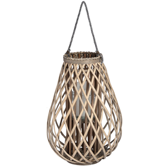 Skandi London Large Wicker Bulbous Lantern