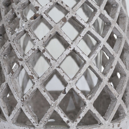 Skandi London Large Conical Ceramic Lattice Hurricane Lantern - Skandi London