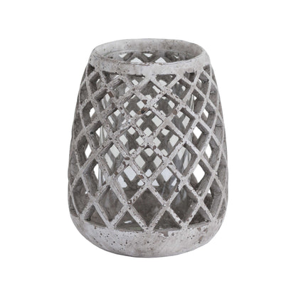 Skandi London Large Conical Ceramic Lattice Hurricane Lantern - Skandi London