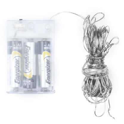 Skandi London 100 LED Battery Micro Lights Silver Wire 10m