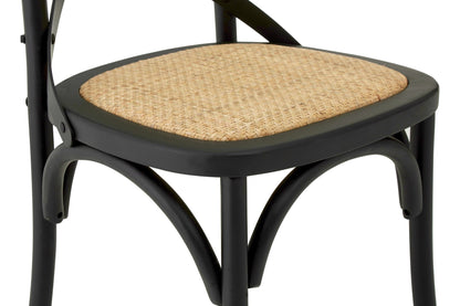 Janica Black Oak Wood Chair with Weave Seat - Skandi London
