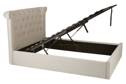 Darby Light Grey Double Ottoman Bed - Skandi London