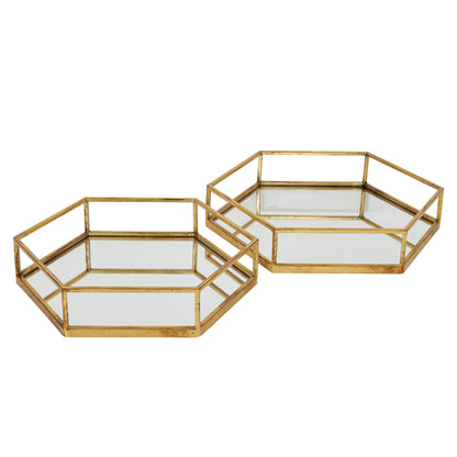 Gold Hexagon Set Of Two Trays - Skandi London