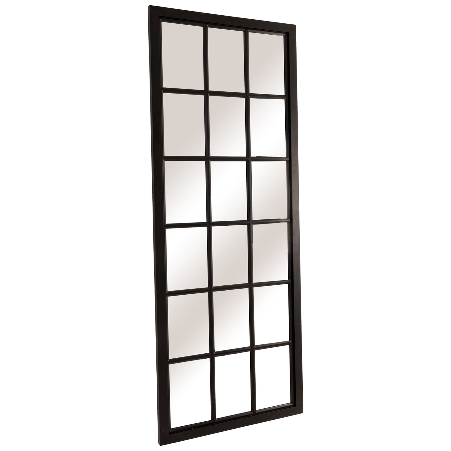 Skandi London Tall Black Wooden Window Mirror - Skandi London