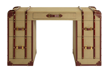 Caren Leather Trim Canvas Desk - Skandi London