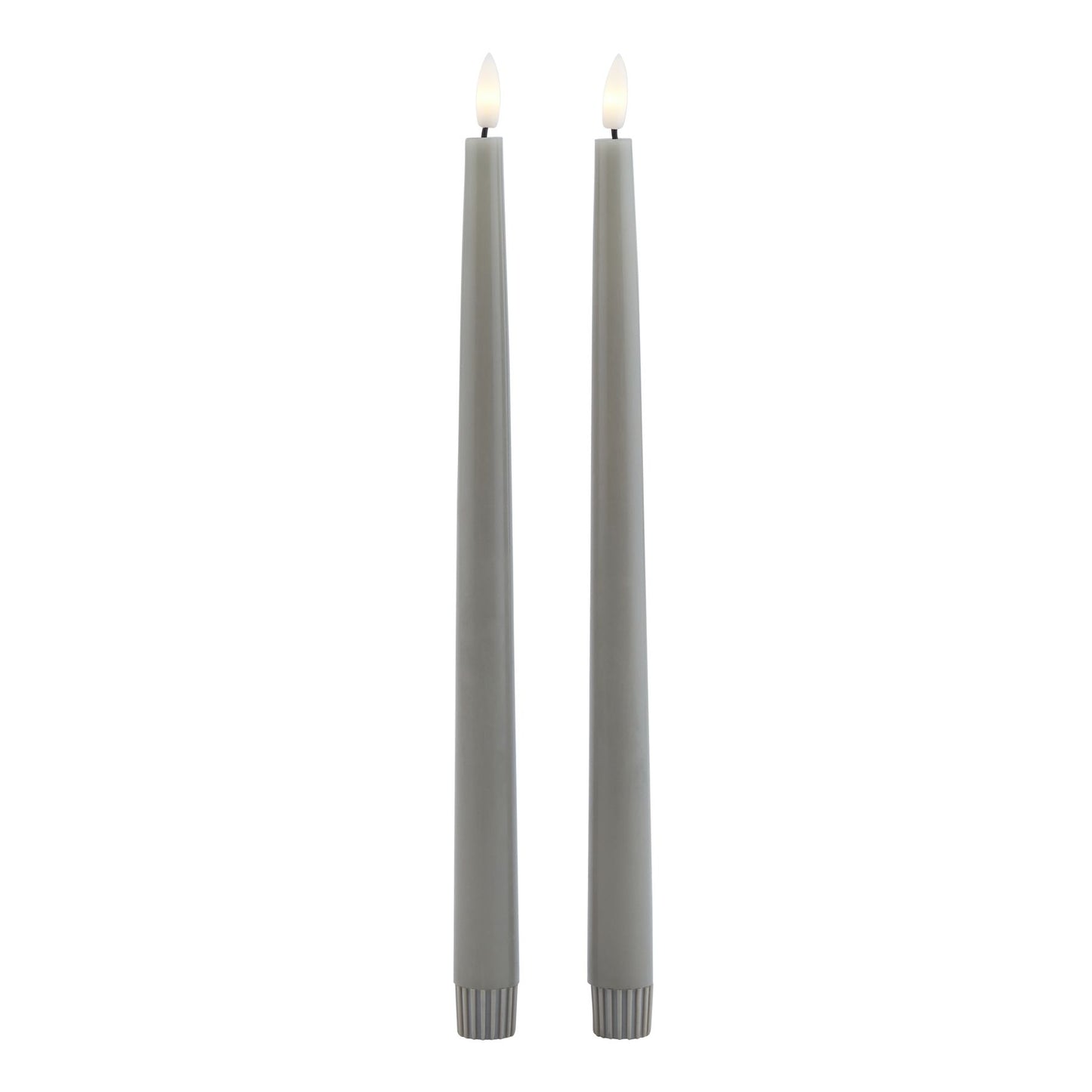 Luksus Collection S/2 Grey LED Wax Dinner Candles - Skandi London