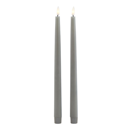 Luksus Collection S/2 Grey LED Wax Dinner Candles - Skandi London
