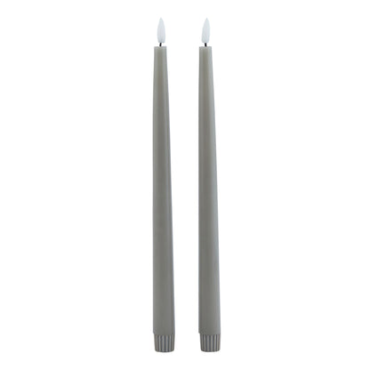Luksus Collection S/2 Grey LED Wax Dinner Candles - Skandi London