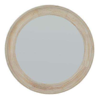 Skandi London Washed Wood Round Framed Mirror - Skandi London