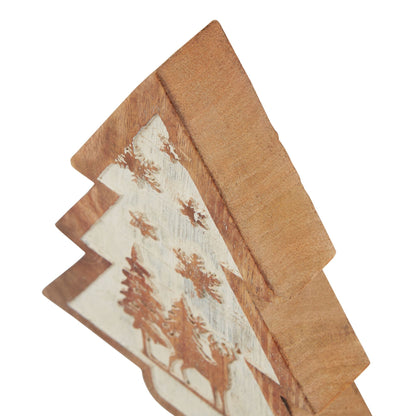 Skandi London Natural Wooden Snow Scene Tree Decoration - Skandi London