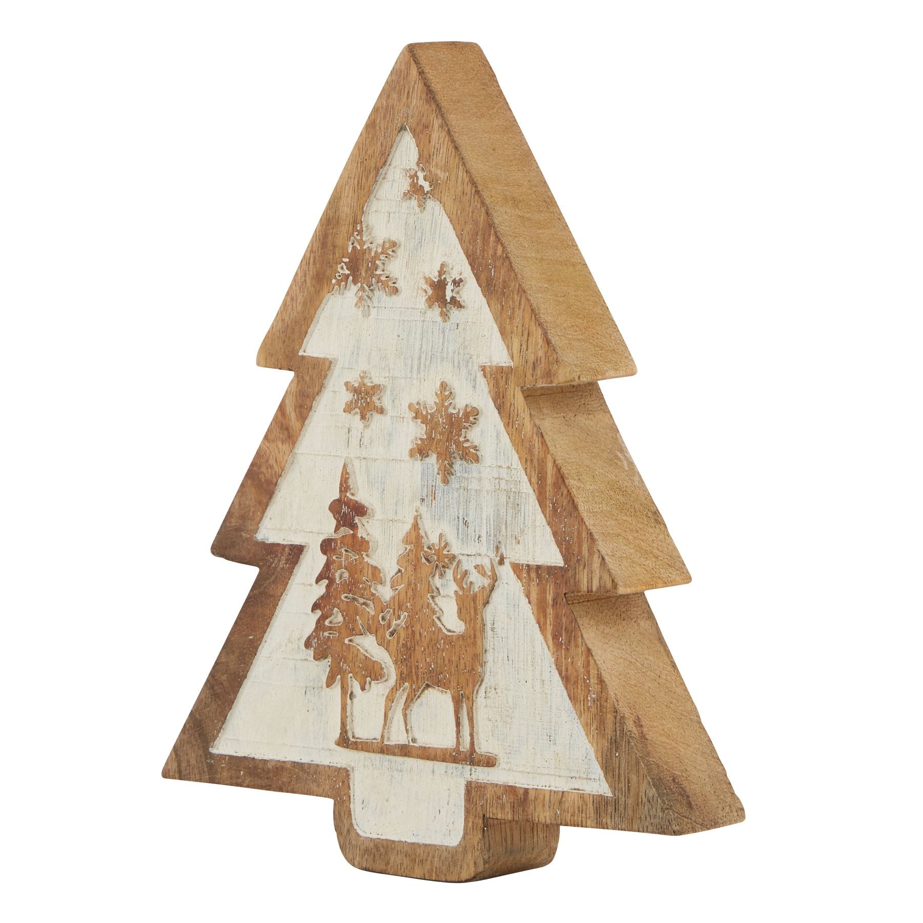 Skandi London Natural Wooden Snow Scene Tree Decoration - Skandi London