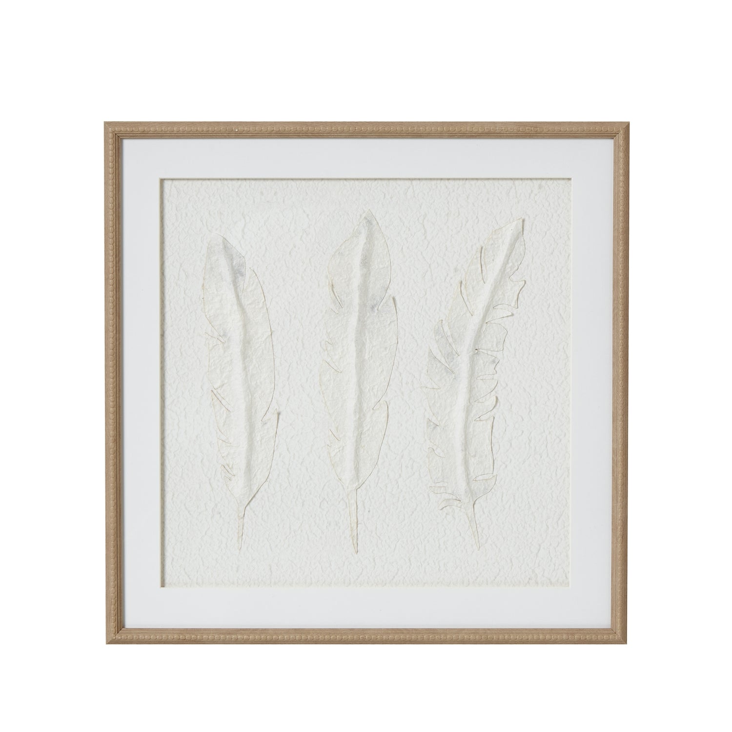Solli White Feathers Art Mounted In Beaded Frame - Skandi London