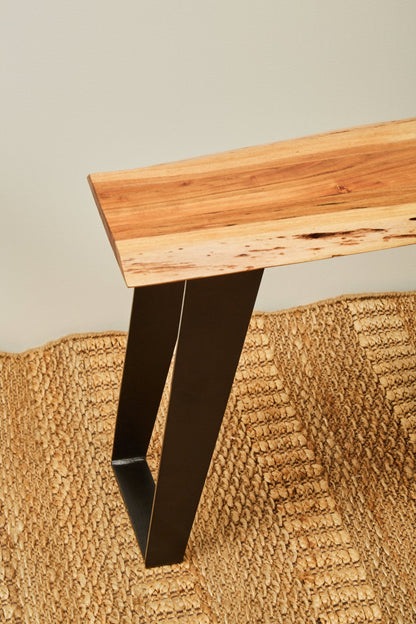 Pippi Acacia Wood And Looped Iron Base Bench - Skandi London