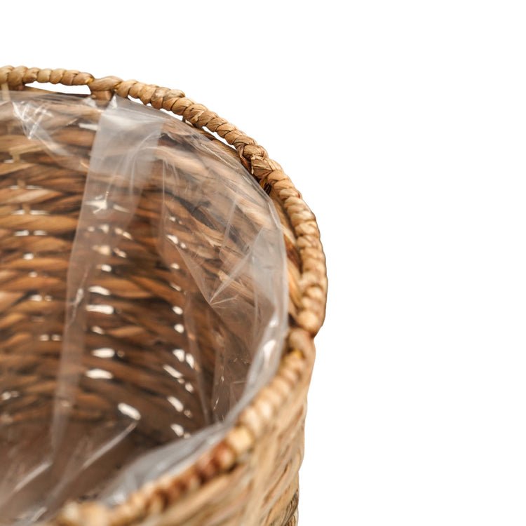 Water Hyacinth Lined basket on Legs H45Cm D30Cm - Skandi London