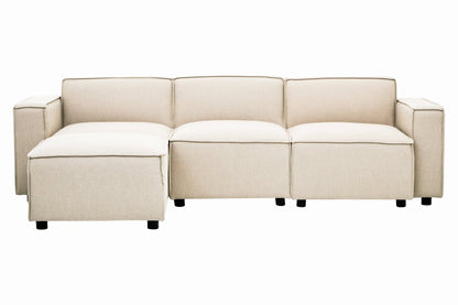 Rana Cream Fabric Right Arm Sofa - Skandi London