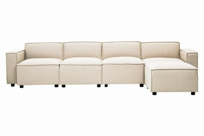 Rana Cream Fabric Sofa Ottoman - Skandi London