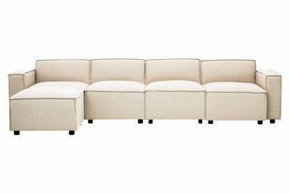Rana Cream Fabric Sofa Ottoman - Skandi London