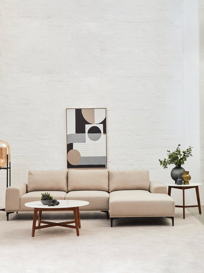 Rakel 3 Seat Natural Fabric Left Chaise Sofa - Skandi London
