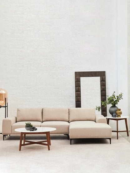 Rakel 3 Seat Natural Fabric Left Chaise Sofa - Skandi London